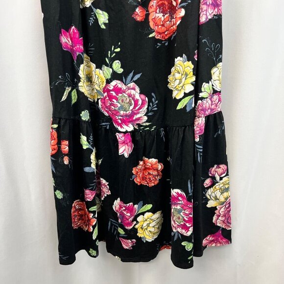 Sweet Lovely Off Shoulder Short Sleeve Floral A-Line Dress Black/Multi Medium - Picture 5 of 9